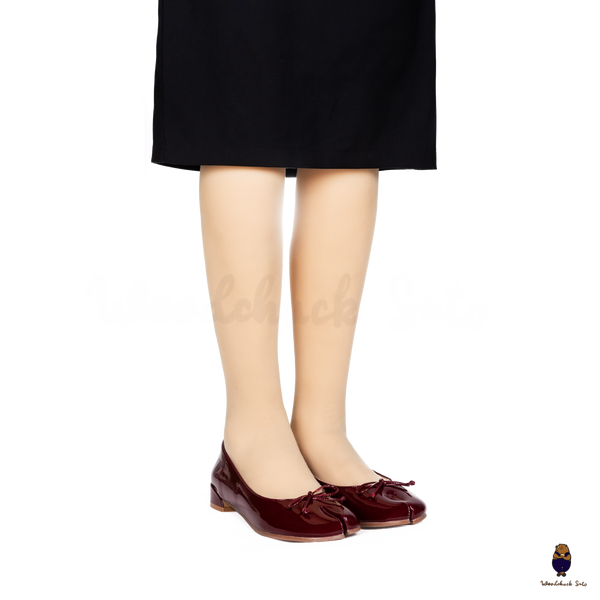 WoodchuckSato Burgundy Patent Leather Tabi Ballet Flats with Bow