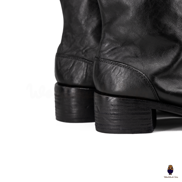 WoodchuckSato Black Horse Leather Tabi Ankle Boots with 3.5 cm Heel