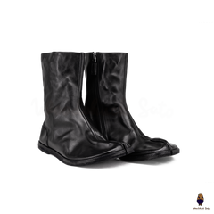 【28.0】tabi boots　one trick poney WoodchuckSato Black Horse Leather Tabi Split-Toe Flat Zip Boots