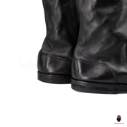 WoodchuckSato Black Horse Leather Tabi Split-Toe Flat Zip Boots