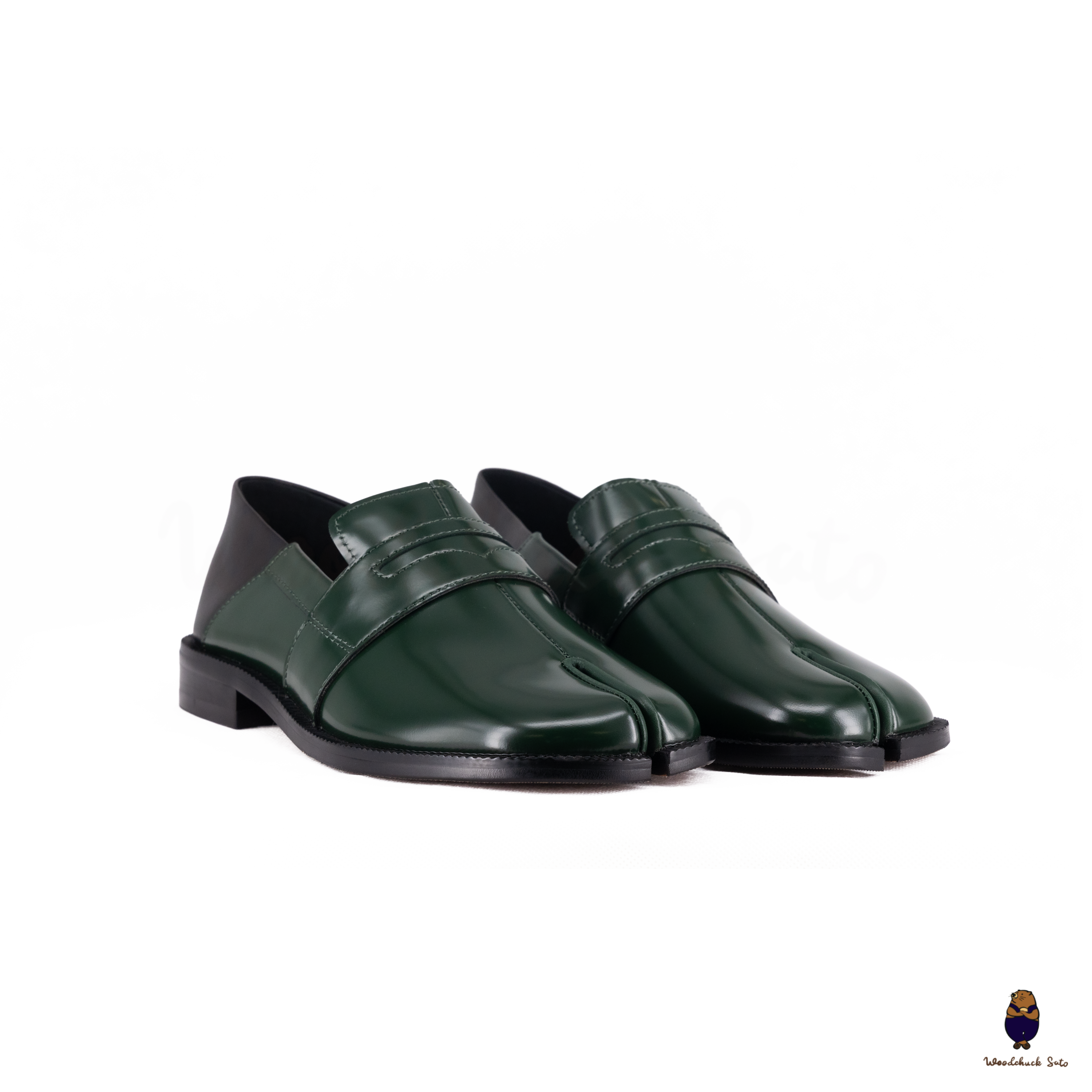 WoodchuckSato Forest Green Fold-Heel Edge-Beaded Cowhide Leather