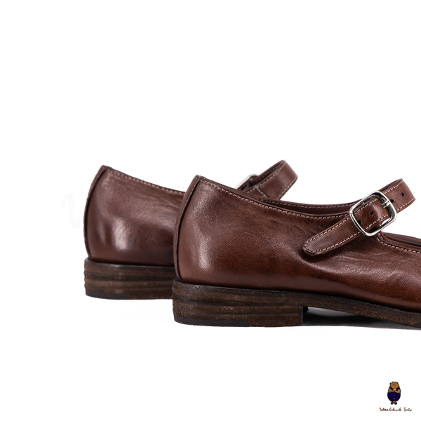 WoodchuckSato Chestnut Brown Leather Tabi Mary Jane Shoes
