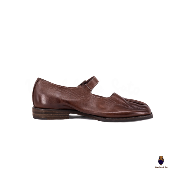 WoodchuckSato Chestnut Brown Leather Tabi Mary Jane Shoes