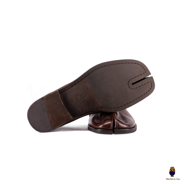 WoodchuckSato Chestnut Brown Leather Tabi Mary Jane Shoes