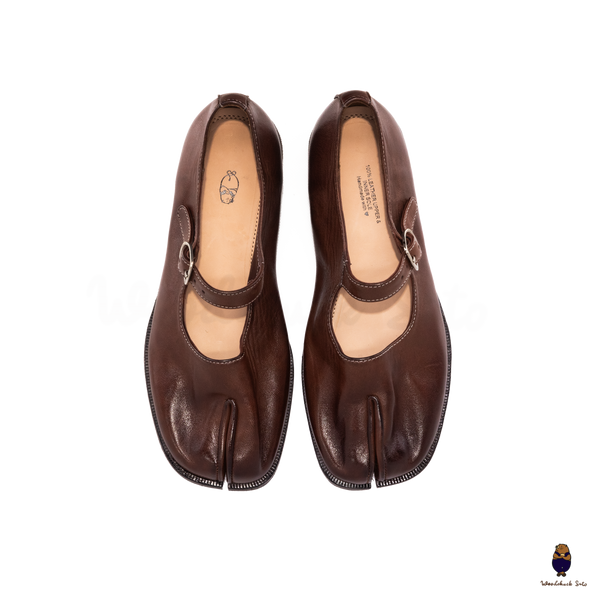 WoodchuckSato Chestnut Brown Leather Tabi Mary Jane Shoes