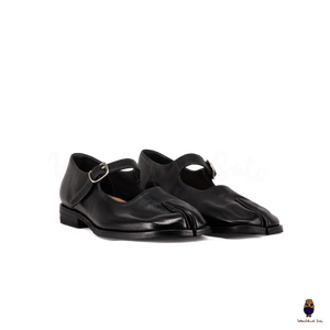 WoodchuckSato Black Horse Leather Tabi Mary Jane Shoes