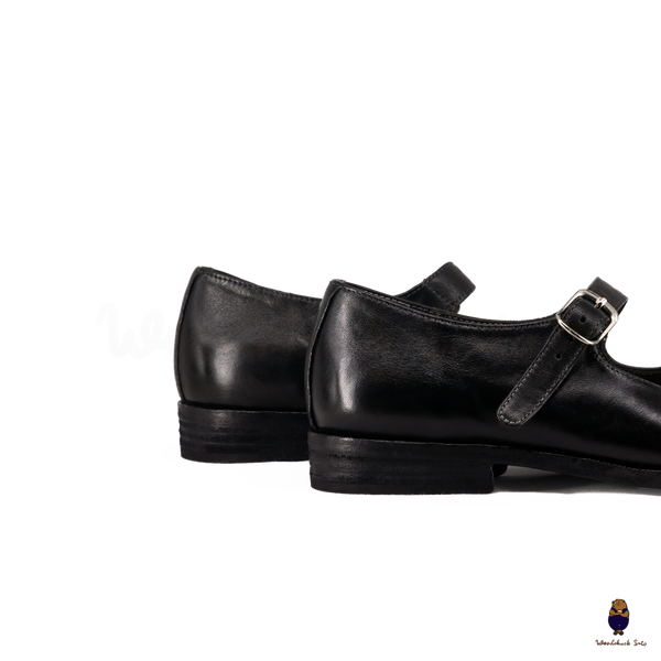 WoodchuckSato Black Horse Leather Tabi Mary Jane Shoes
