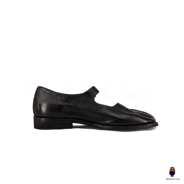 WoodchuckSato Black Horse Leather Tabi Mary Jane Shoes