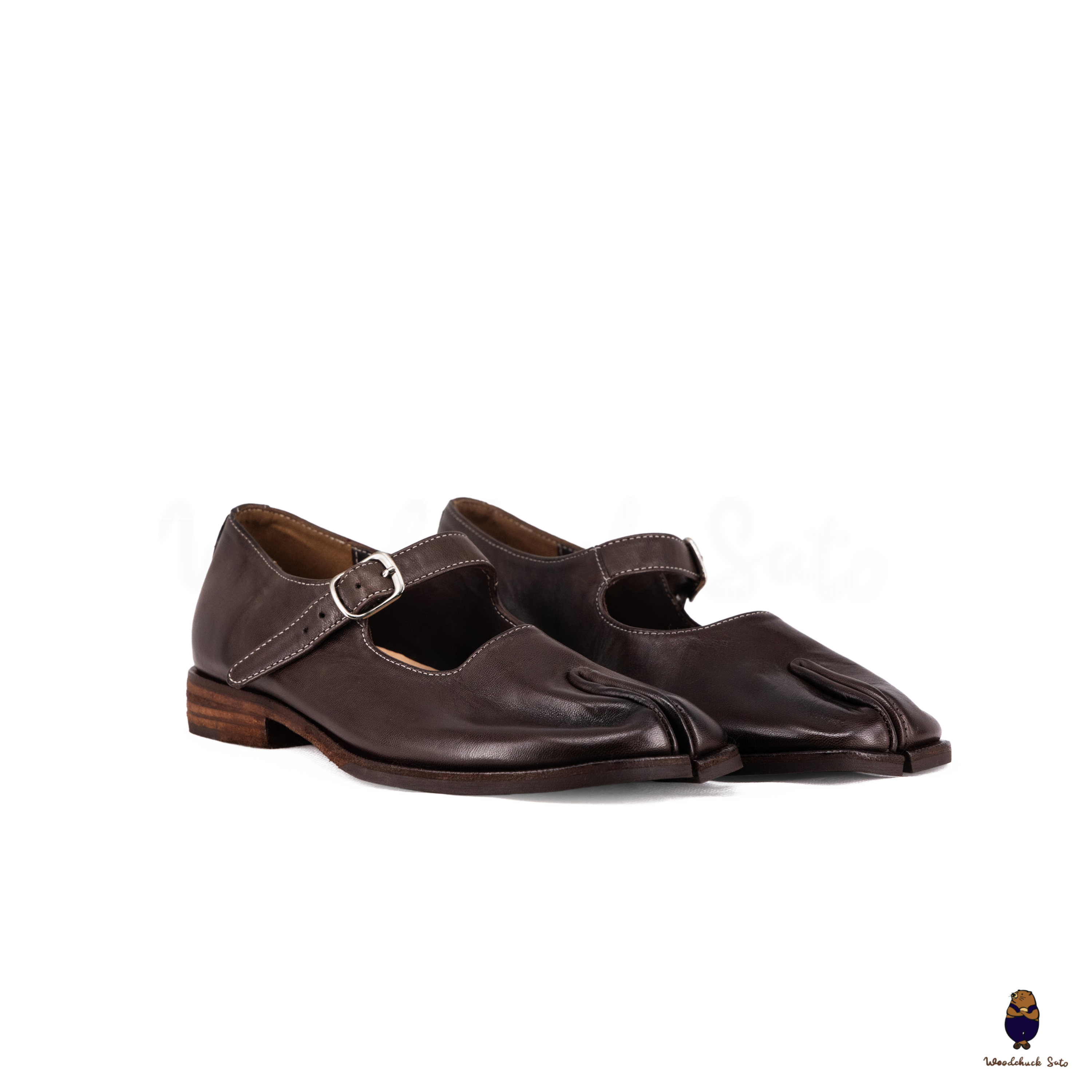 WoodchuckSato Espresso Brown Leather Tabi Mary Jane Shoes