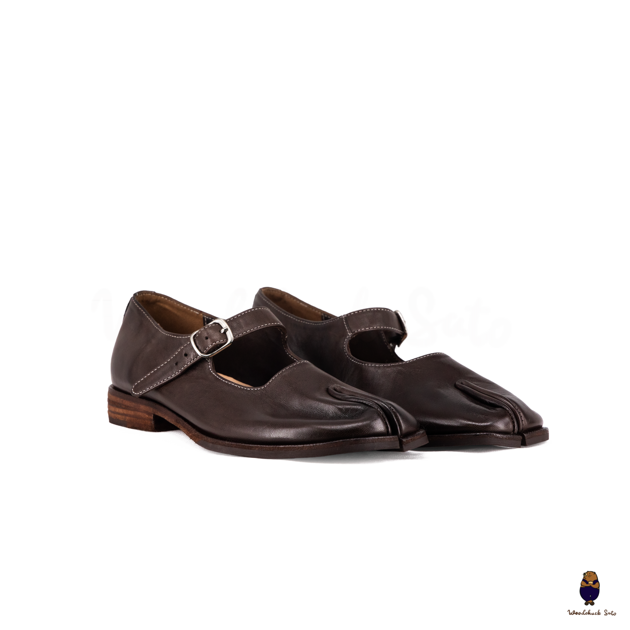WoodchuckSato Espresso Brown Leather Tabi Mary Jane Shoes