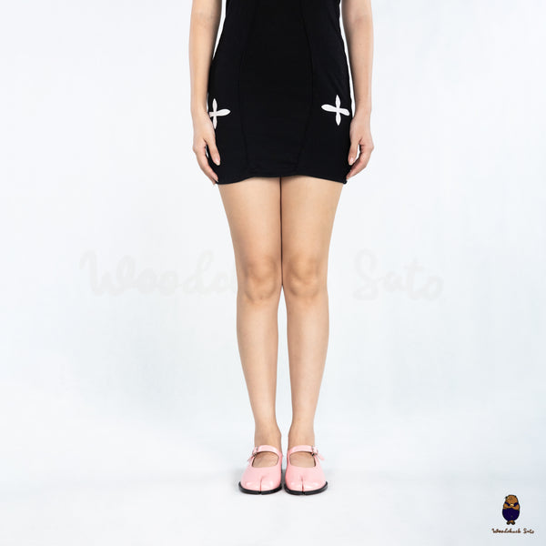 WoodchuckSato Pink Edge-Beaded Cowhide Leather Tabi Mary Jane Mules