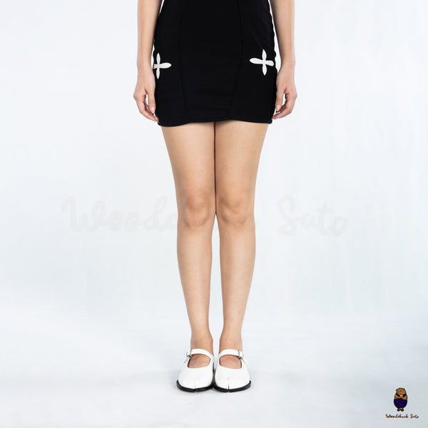 WoodchuckSato White Edge-Beaded Cowhide Leather Tabi Mary Jane Mules