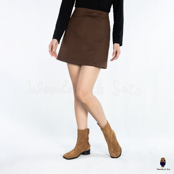 WoodchuckSato Tan Cow Suede Leather Tabi Ankle Boots with 3 cm Heel