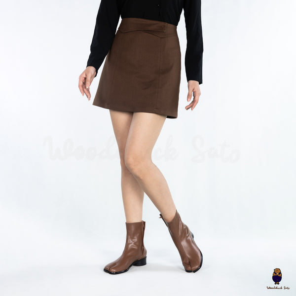 WoodchuckSato Brown Cow Leather Tabi Ankle Boots with 3 cm Heel