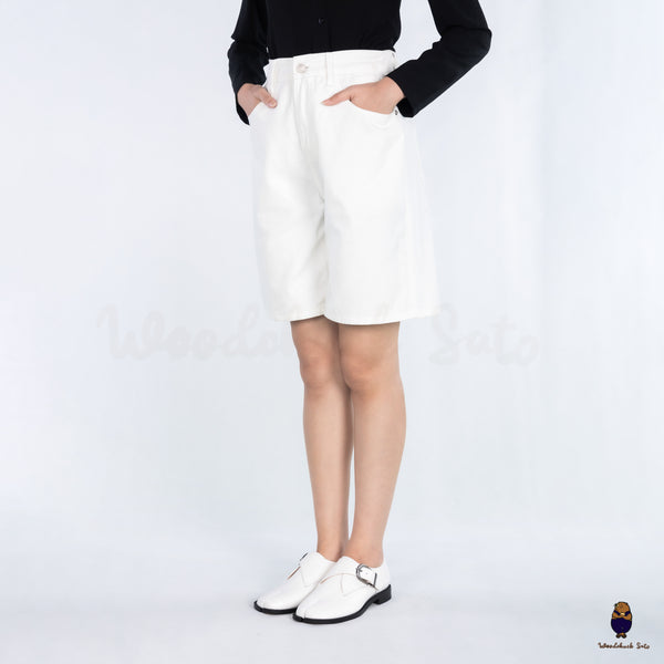 WoodchuckSato White Edge-Beaded Cowhide Leather Tabi Monk Strap Shoes