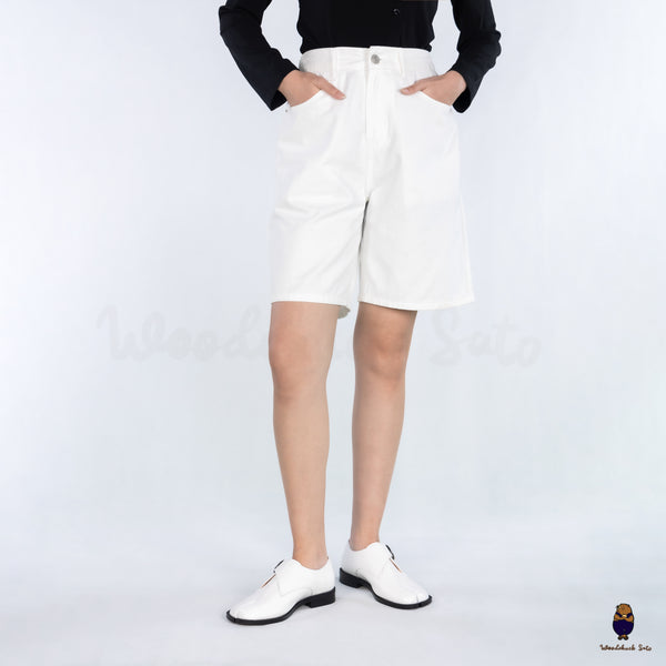 WoodchuckSato White Edge-Beaded Cowhide Leather Tabi Monk Strap Shoes