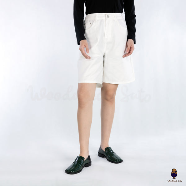 WoodchuckSato Forest Green Fold-Heel Edge-Beaded Cowhide Leather Penny Strap Tabi Loafers