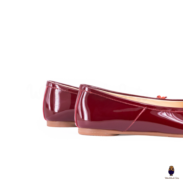WoodChuckSato Women's Men's Burgundy Tabi Split-Toe Leather Ballet Flats
