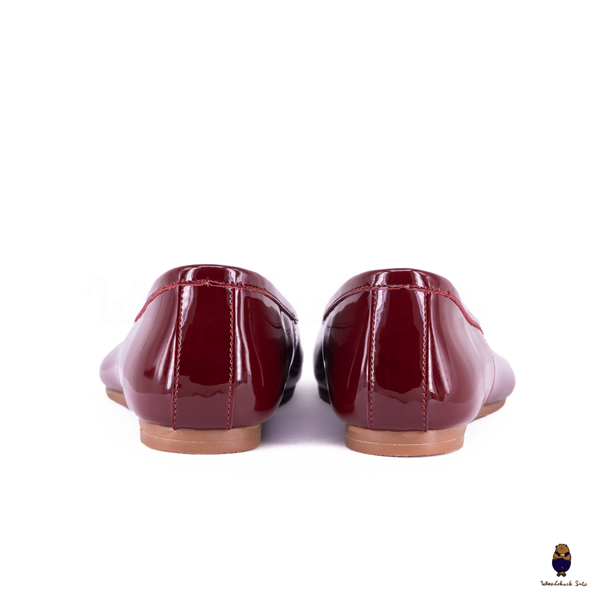 WoodChuckSato Women's Men's Burgundy Tabi Split-Toe Leather Ballet Flats