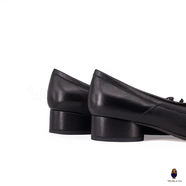 WoodChuckSato Women's Black Tabi Split-Toe Sheep Leather and Patent Leather Mary Jane Shoes with 3cm Heel & Bow Sizes EU 35-45