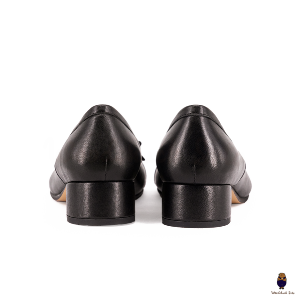 WoodChuckSato Women's Black Tabi Split-Toe Sheep Leather and Patent Leather Mary Jane Shoes with 3cm Heel & Bow Sizes EU 35-45