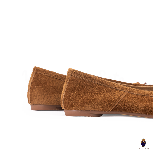 WoodChuckSato Women's Men's Brown Tabi Split-Toe Cow Suede Leather Ballet Flats Sizes EU 35-45