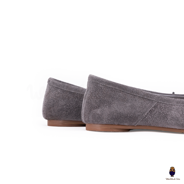 WoodChuckSato Grey Ultra-Soft Fuzzy Cow Suede Tabi Ballet Flats
