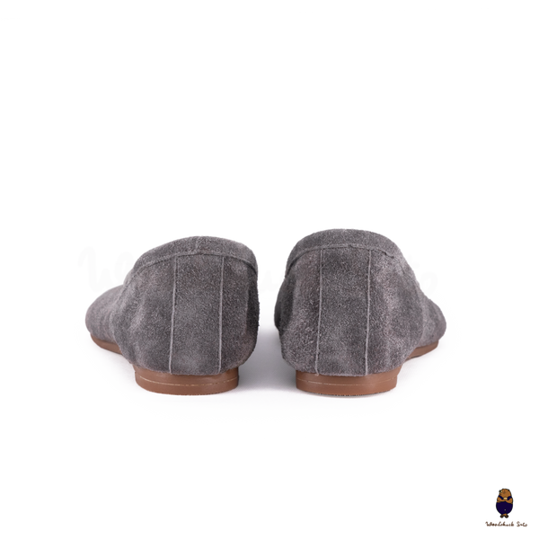 WoodChuckSato Grey Ultra-Soft Fuzzy Cow Suede Tabi Ballet Flats