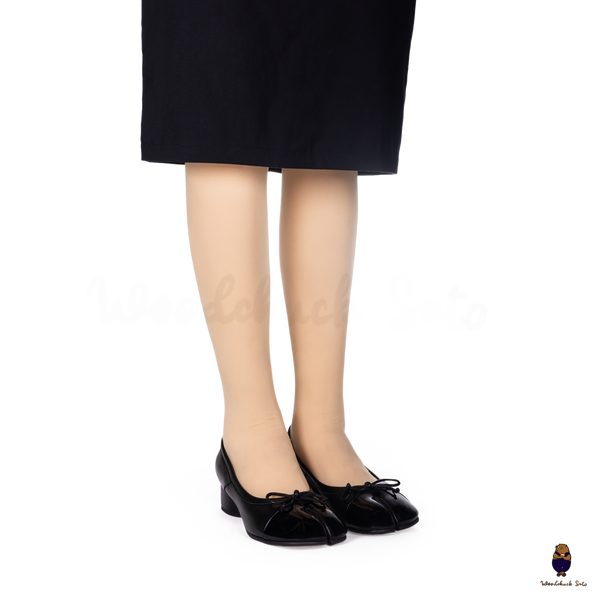 WoodChuckSato Women's Black Tabi Split-Toe Sheep Leather and Patent Leather Mary Jane Shoes with 3cm Heel & Bow Sizes EU 35-45