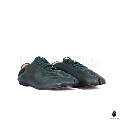 WoodchuckSato Dark Green Cow Leather German Trainer Tabi Sneakers WoodchuckSato Dark Green Cow Leather German Trainer Tabi Sneakers