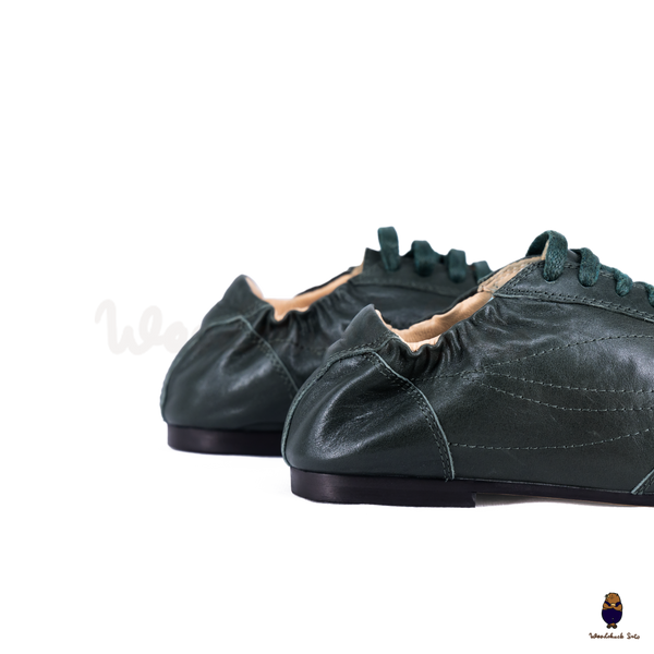 WoodchuckSato Dark Green Cow Leather German Trainer Tabi Sneakers