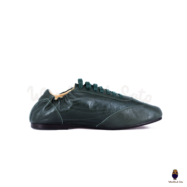 WoodchuckSato Dark Green Cow Leather German Trainer Tabi Sneakers