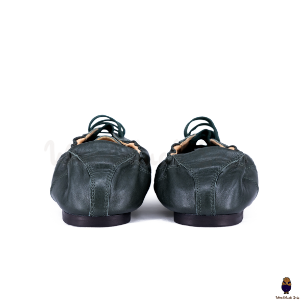 WoodchuckSato Dark Green Cow Leather German Trainer Tabi Sneakers