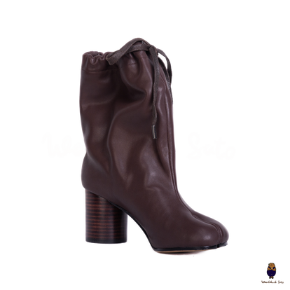 WoodchuckSato Tabi Split-Toe Drawstring Leather Boots Mocha