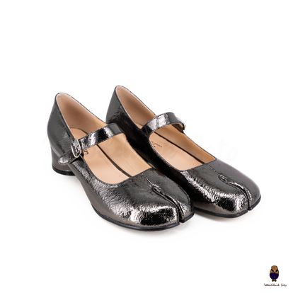 WoodChuckSato Women's Men's Cracked Metallic Tabi Split-Toe