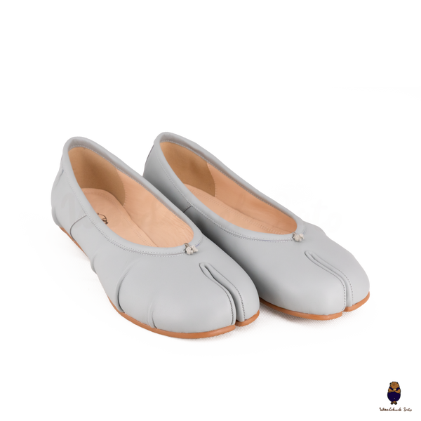WoodChuckSato Women's Men's Blue Tabi Split-Toe "Distressed" Leather Ballet Flats Sizes EU 35-45