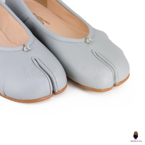 WoodChuckSato Women's Men's Blue Tabi Split-Toe "Distressed" Leather Ballet Flats Sizes EU 35-45