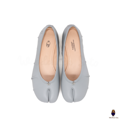 WoodchuckSato Blue Fold Leather Split-Toe Tabi Fold Ballerina