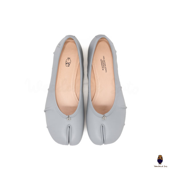WoodChuckSato Women's Men's Blue Tabi Split-Toe "Distressed" Leather Ballet Flats Sizes EU 35-45