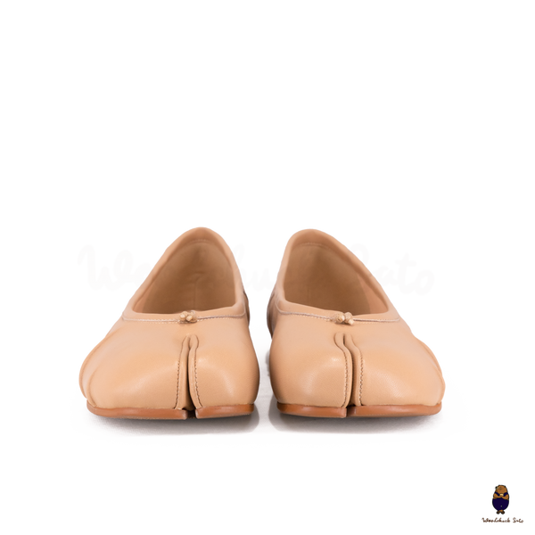 WoodChuckSato Ballerine da Uomo in Pelle Beige Tabi con Punta Divisa "Invecchiata" Taglie EU 35-45