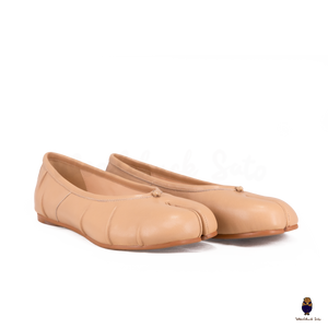 WoodChuckSato Ballerine da Uomo in Pelle Beige Tabi con Punta Divisa "Invecchiata" Taglie EU 35-45