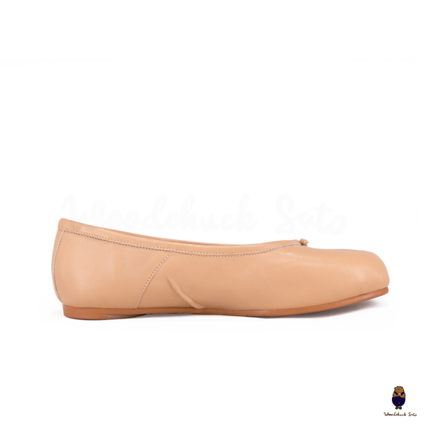 WoodChuckSato Ballerine da Uomo in Pelle Beige Tabi con Punta Divisa "Invecchiata" Taglie EU 35-45