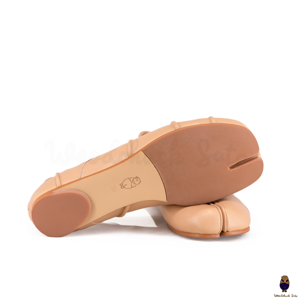 WoodChuckSato Ballerine da Uomo in Pelle Beige Tabi con Punta Divisa "Invecchiata" Taglie EU 35-45