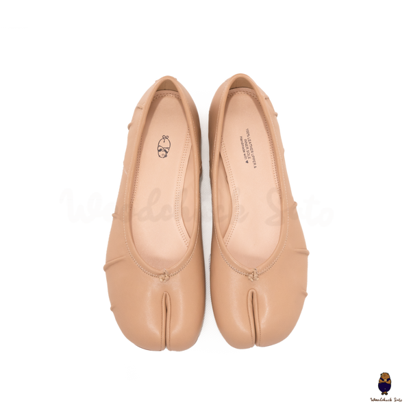 WoodChuckSato Ballerine da Uomo in Pelle Beige Tabi con Punta Divisa "Invecchiata" Taglie EU 35-45