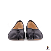 WoodChuckSato Bailarinas de piel de oveja con puntera dividida para hombre, color negro, Tabi, tallas EU 35-45