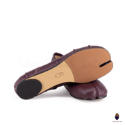 WoodChuckSato Women's Men's Burgundy Tabi Split-Toe "Distressed" Leather Ballet Flats Sizes EU 35-45