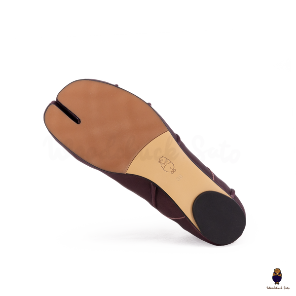 WoodchuckSato Burgundy Leather Tabi Ballet Flats with Ruched