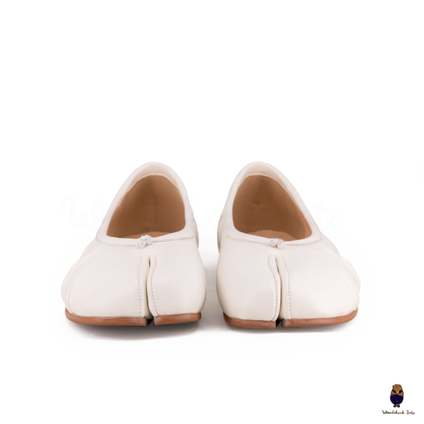 WoodChuckSato Ballerine Tabi da Uomo in Pelle Bianca con Punta Divisa "Invecchiata" da Donna Taglie EU 35-45