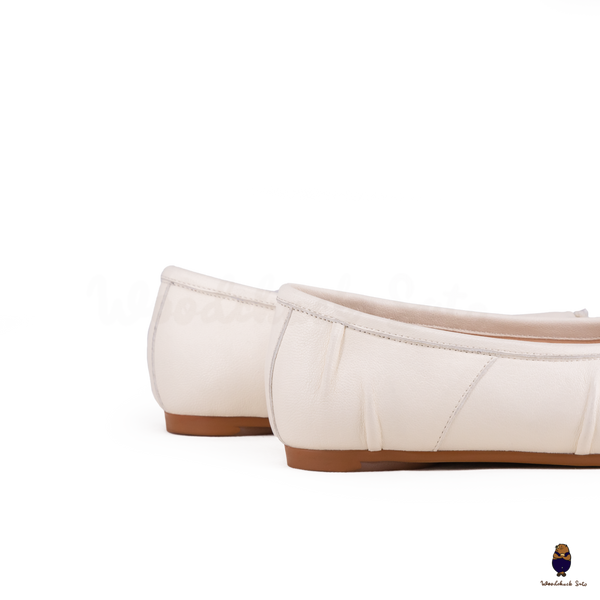 WoodChuckSato Ballerine Tabi da Uomo in Pelle Bianca con Punta Divisa "Invecchiata" da Donna Taglie EU 35-45