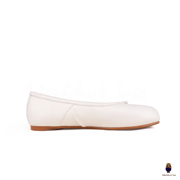 WoodChuckSato Ballerine Tabi da Uomo in Pelle Bianca con Punta Divisa "Invecchiata" da Donna Taglie EU 35-45